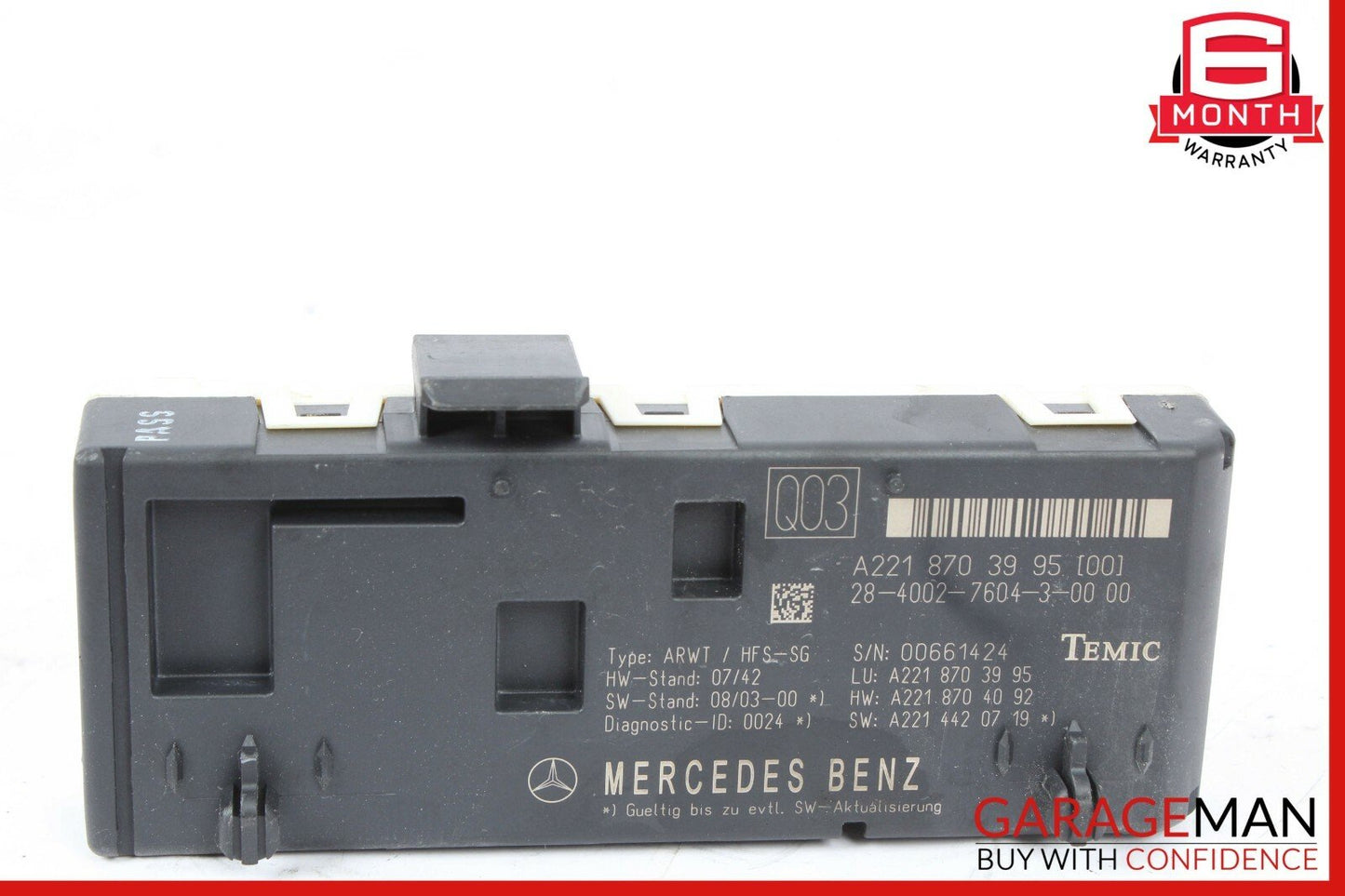07-13 Mercedes W221 S400 CL550 Trunk Release Remote Open Close Module Unit