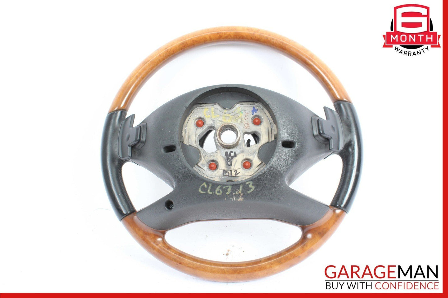 10-14 Mercedes S65 AMG S550 4 Spoke Steering Wheel w/ Paddle Shifters Wood OEM