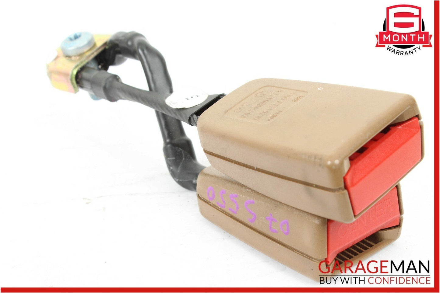 07-13 Mercedes W221 S550 Rear Right Center Dual Seatbelt Seat Belt Buckle Brown