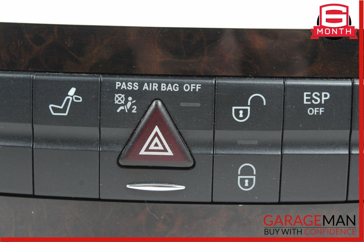 03-09 Mercedes W219 CLS500 E350 Hazard Switch Control Panel Wood Trim OEM