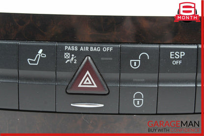 03-09 Mercedes W219 CLS500 E350 Hazard Switch Control Panel Wood Trim OEM