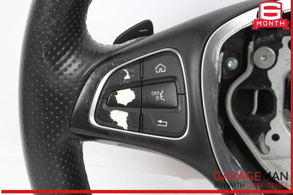 15-18 Mercedes W205 C300 GLC300 Steering Wheel Black w/ Paddle Shifters Assy OEM