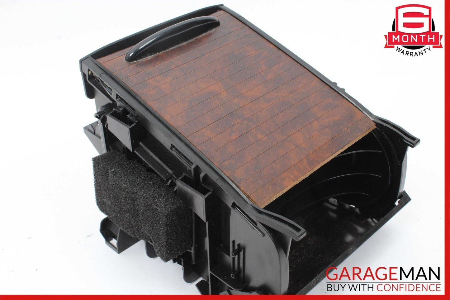 06-11 Mercedes W219 CLS500 Rear Center Console Armrest Cupholder Storage Wood