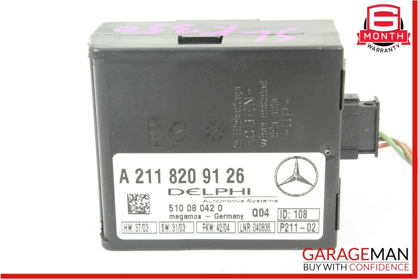 00-08 Mercedes SLK350 S600 SL500 CL500 Anti Theft Alarm Sensor Control Module