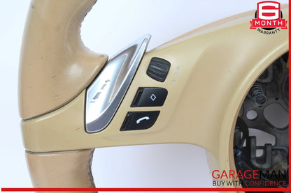11-14 Porsche Cayenne 958 Multifunction Steering Wheel Assembly Beige OEM