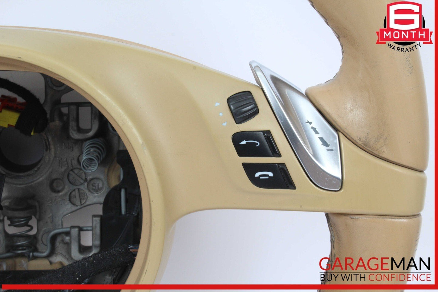 11-14 Porsche Cayenne 958 Multifunction Steering Wheel Assembly Beige OEM