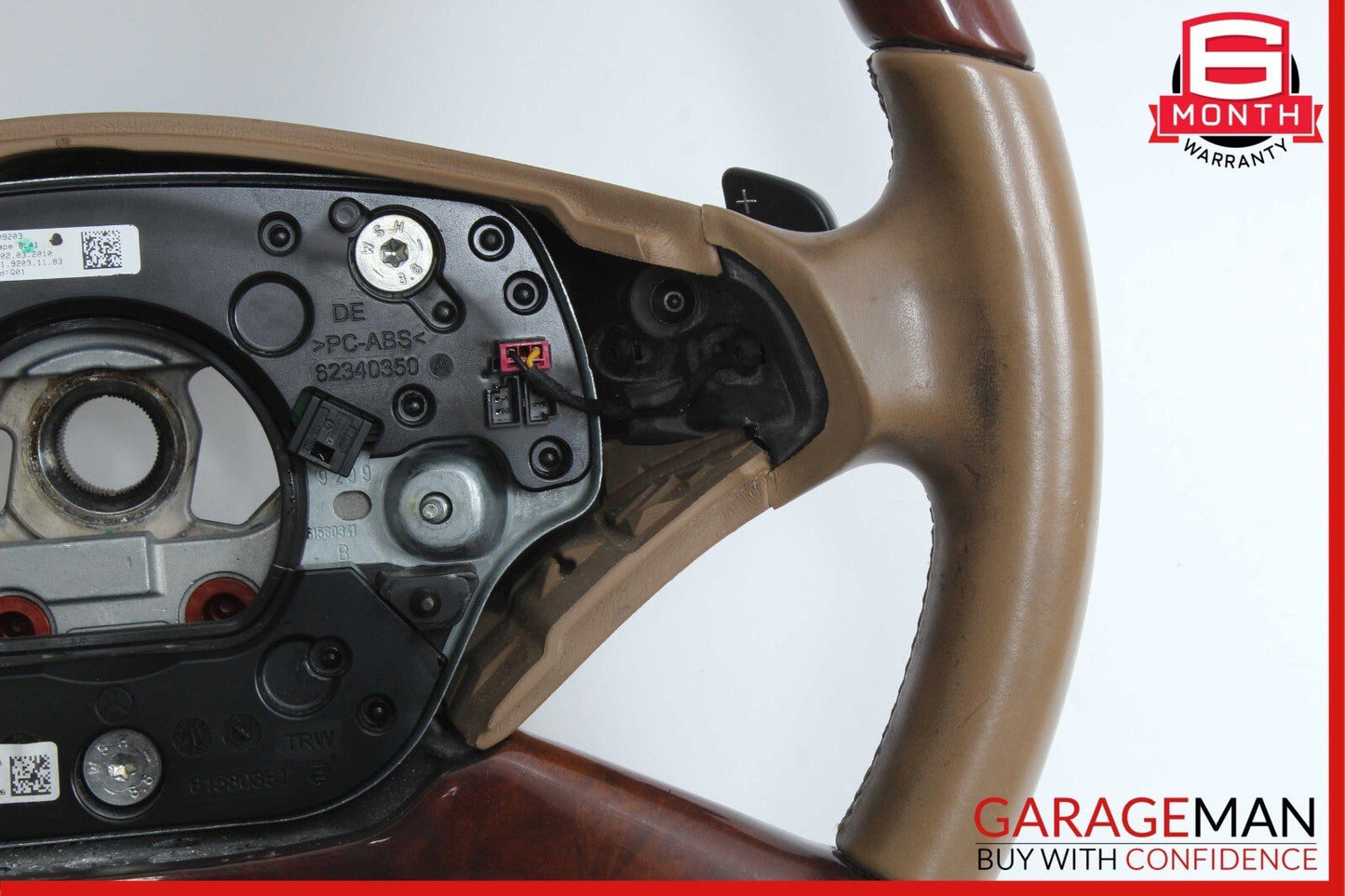 10-13 Mercedes W221 S550 S600 Steering Wheel w/ Paddle Shifters Brown Wood OEM