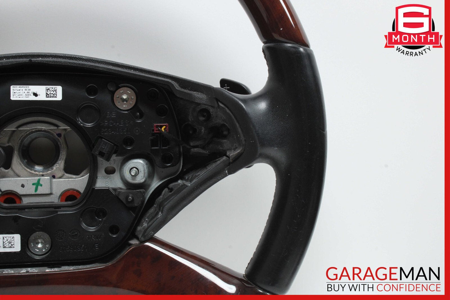 10-13 Mercedes W221 S550 S600 Steering Wheel w/ Paddle Shifters Black Wood OEM