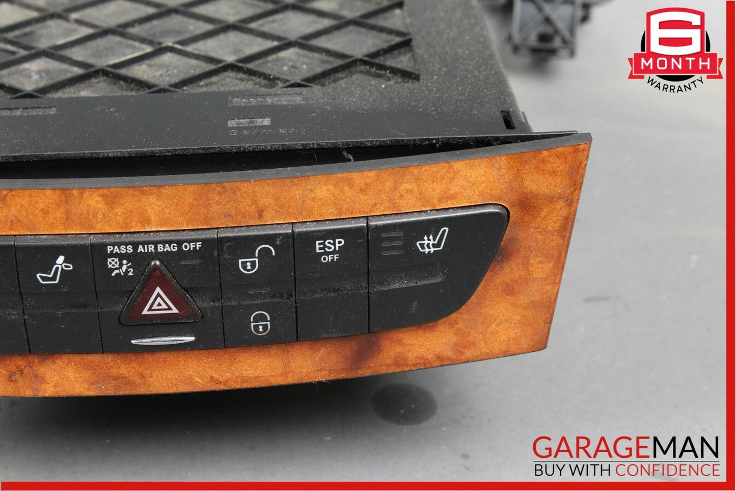 03-09 Mercedes W211 E350 CLS500 Hazard Light Door Lock Control Switch Dark Wood