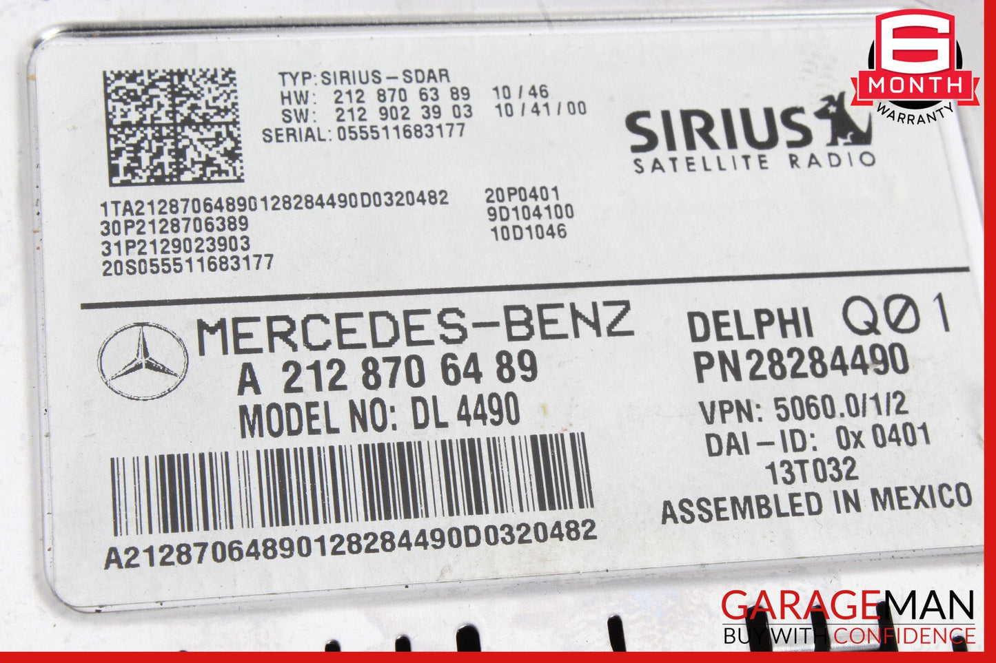 Mercedes W204 C250 GLK350 Sirius Satellite Radio Receiver 2128706489 OEM