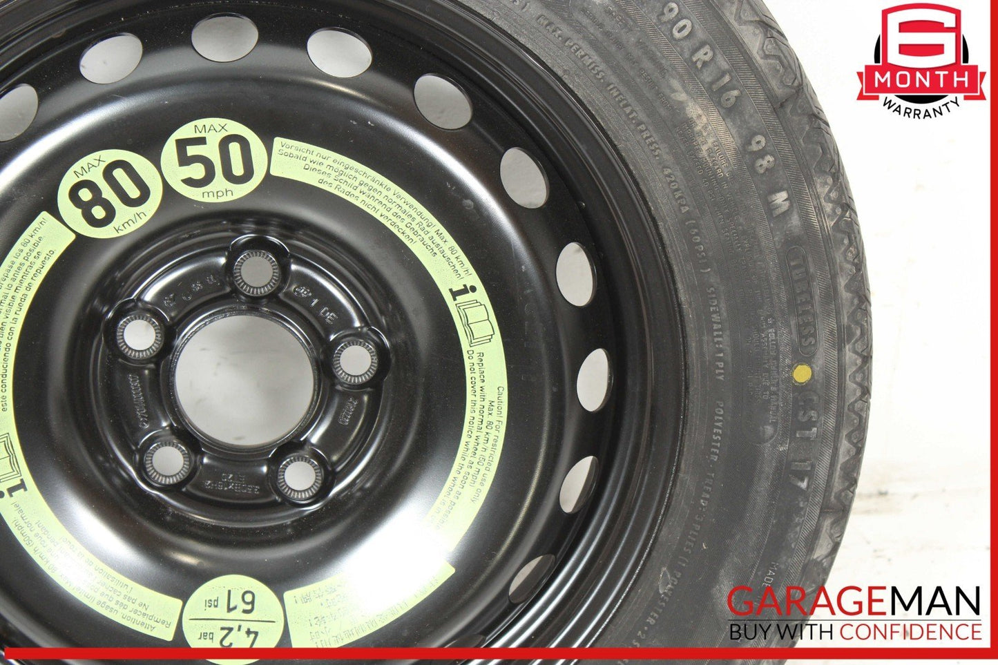 08-14 Mercedes W204 C250 C300 Emergency Spare Tire Donut Wheel Rim 125 90 16"