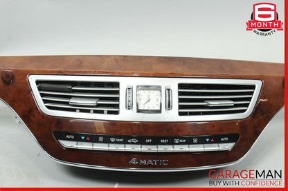 07-14 Mercedes S550 CL600 Center Dash Heater Switch Control Panel Assembly Wood