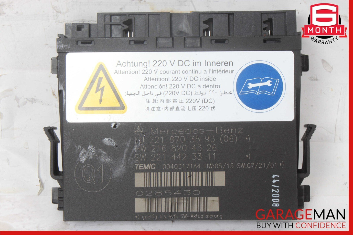 07-10 Mercedes W216 CL550 S63 AMG Front Right / Left Seat Contour Control Module