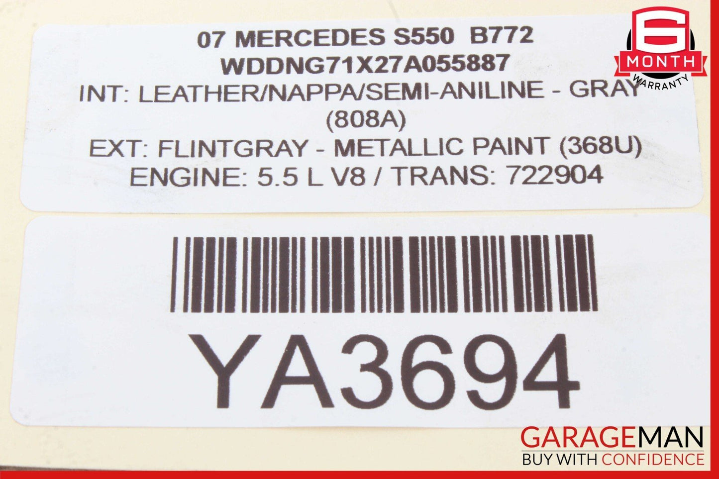 07-13 Mercedes W221 S450 S550 S65 AMG Front Right Side Seat Occupancy Sensor OEM