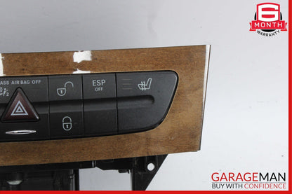 03-09 Mercedes CLS500 E350 E550 Hazard Light Door Lock Switch Panel Control Wood