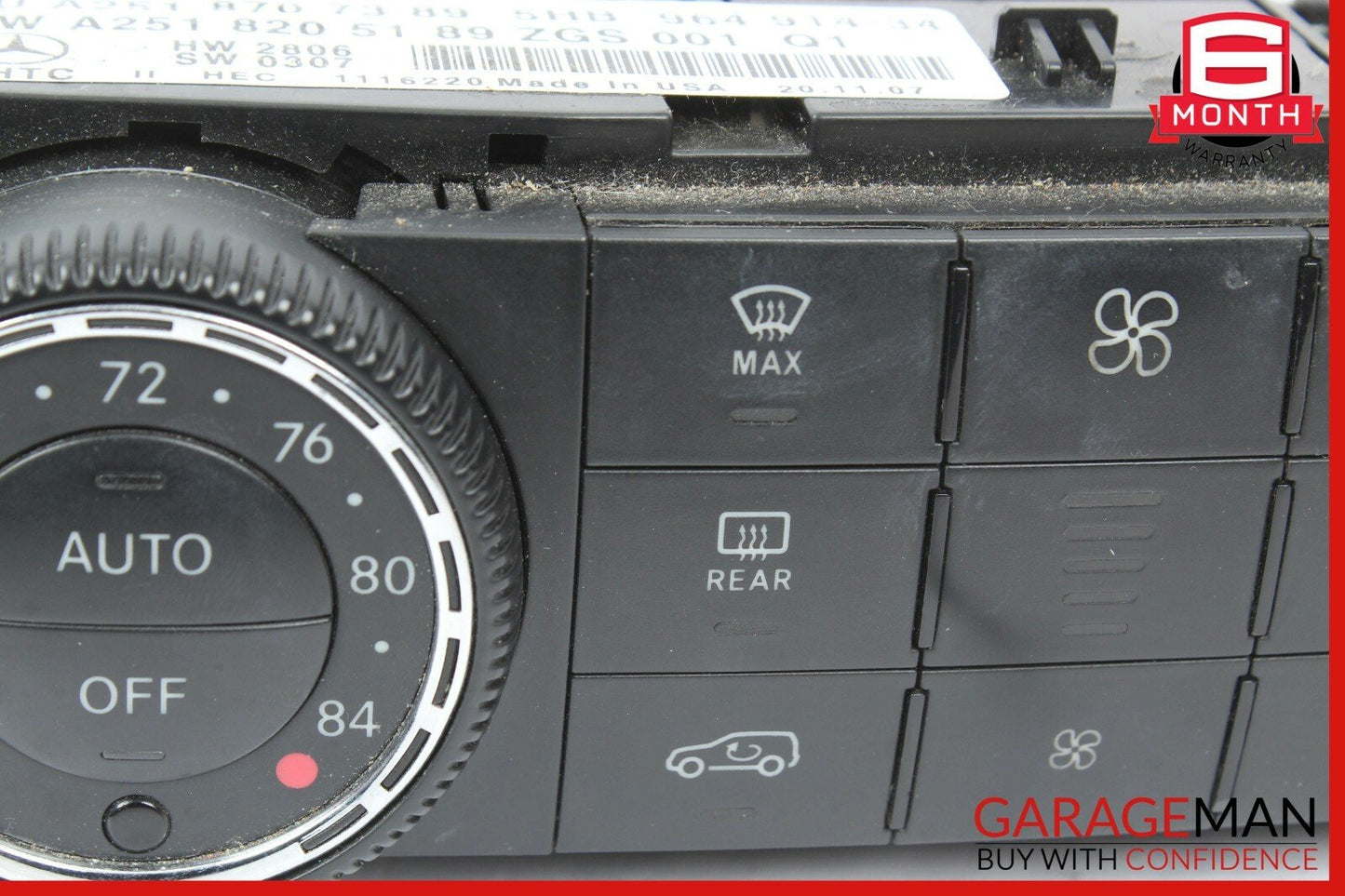 06-12 Mercedes W164 GL320 R350 ML550 A/C AC Heater Climate Control Switch OEM
