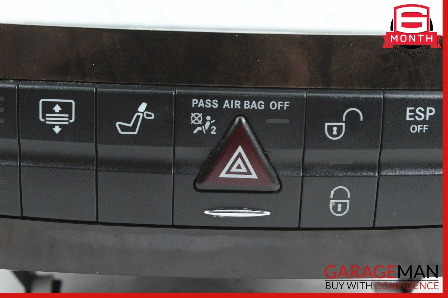 03-09 Mercedes W219 CLS500 E500 Hazard Light Door Lock Control Switch Wood OEM