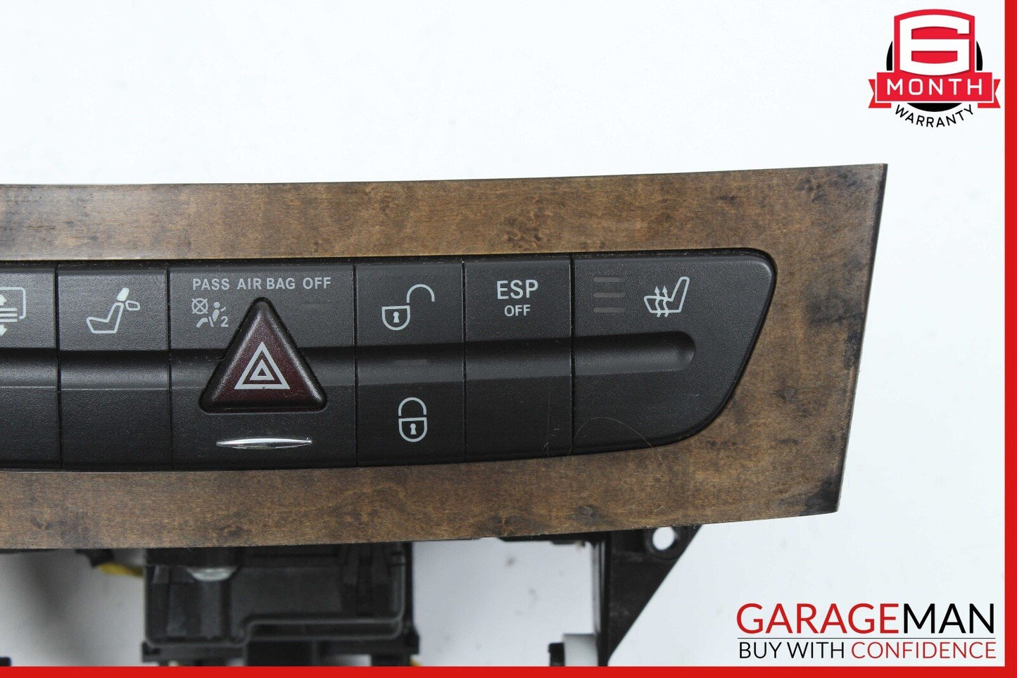 03-09 Mercedes W211 E350 4MATIC Hazard Light Door Lock Control Switch Wood OEM