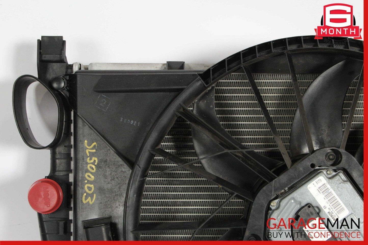 03-06 Mercedes R230 SL500 Engine Motor Cooling Radiator Fan Shroud A/C Condenser