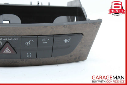 07-09 Mercedes CLS350 E350 E550 Hazard Light Door Lock Switch Panel Control Wood