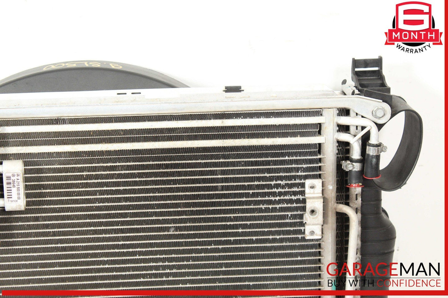 03-06 Mercedes R230 SL500 Engine Motor Cooling Radiator Fan Shroud A/C Condenser