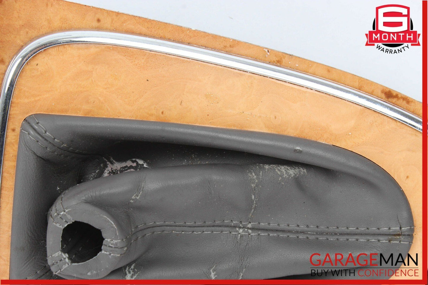 07-09 Mercedes W211 E350 E500 Floor Shift Shifter Knob Boot Cover Trim Wood OEM