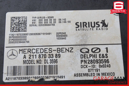 03-09 Mercedes W219 CLS63 AMG CLK350 CL550 Sirius Satellite Radio Receiver OEM
