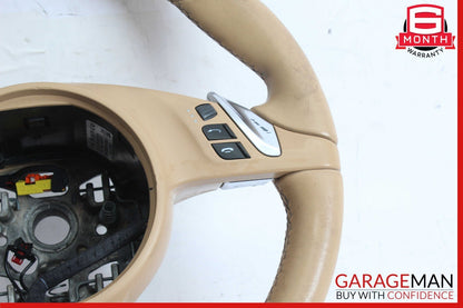 11-14 Porsche Panamera 970 Multifunction Steering Wheel Assembly Beige OEM