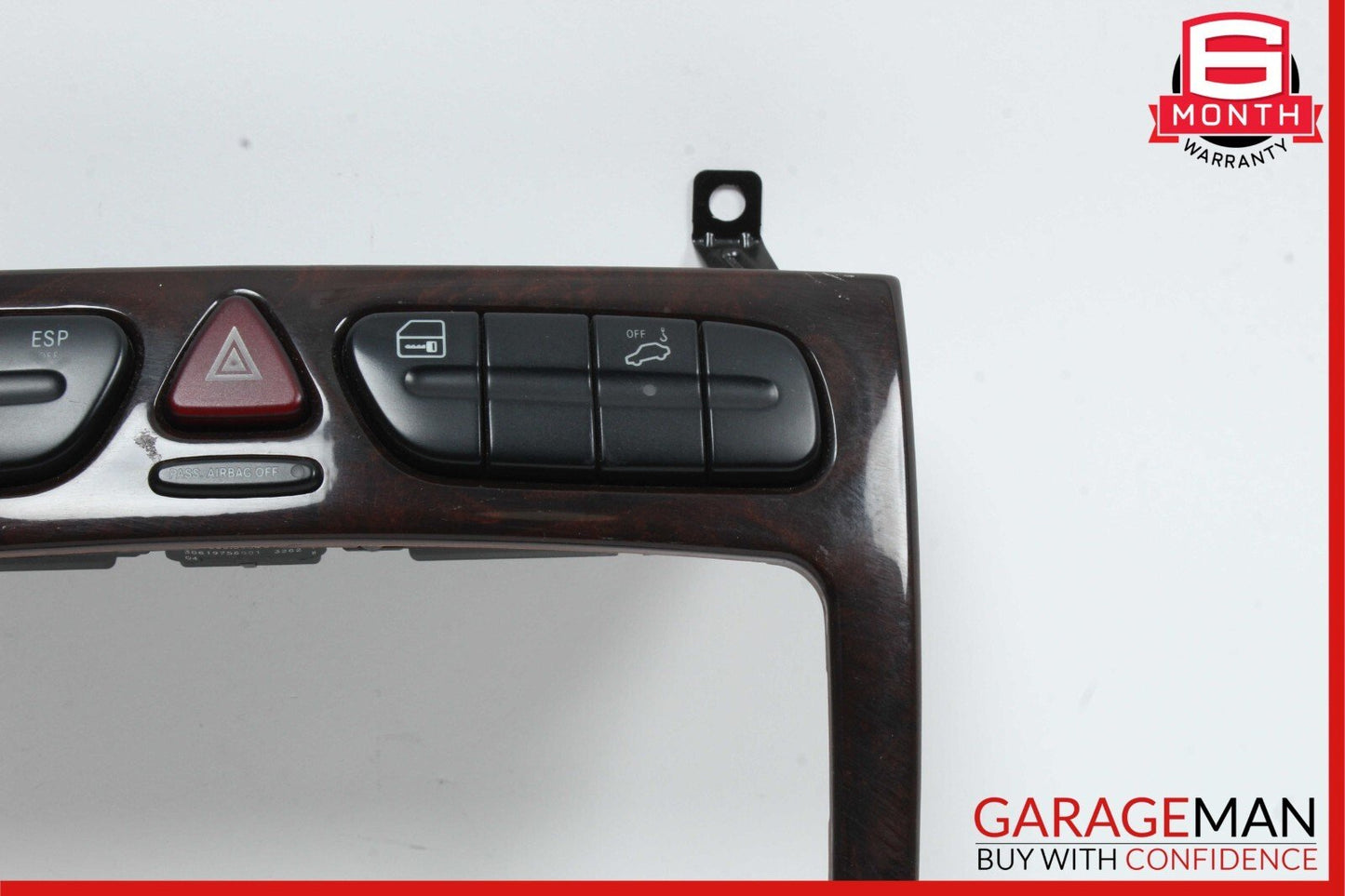 01-04 Mercedes W203 C240 Center Console Radio Hazard Light Trim Panel Bezel Wood