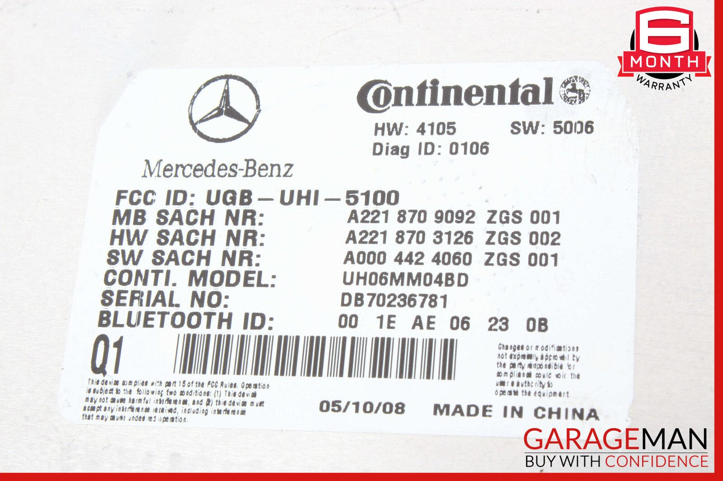 07-10 Mercedes W221 S550 CL500 CL550 Bluetooth Communication Module Unit OEM