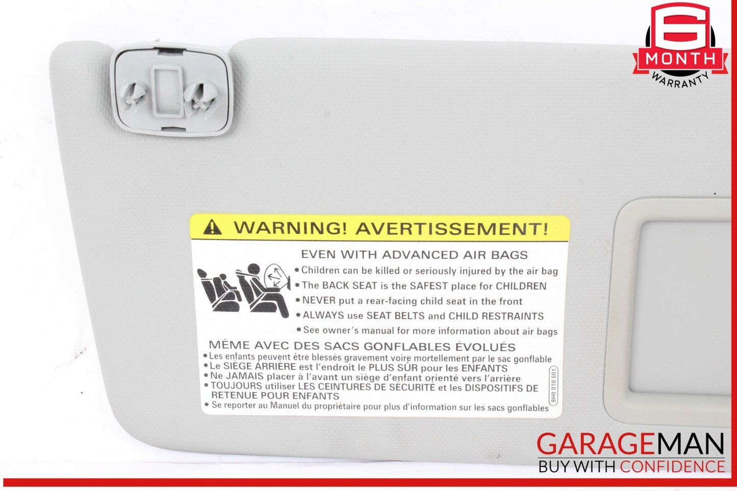 17-24 Audi A4 Front Right Passenger Side Sun Visor Sunvisor Gray 8H0010501 OEM