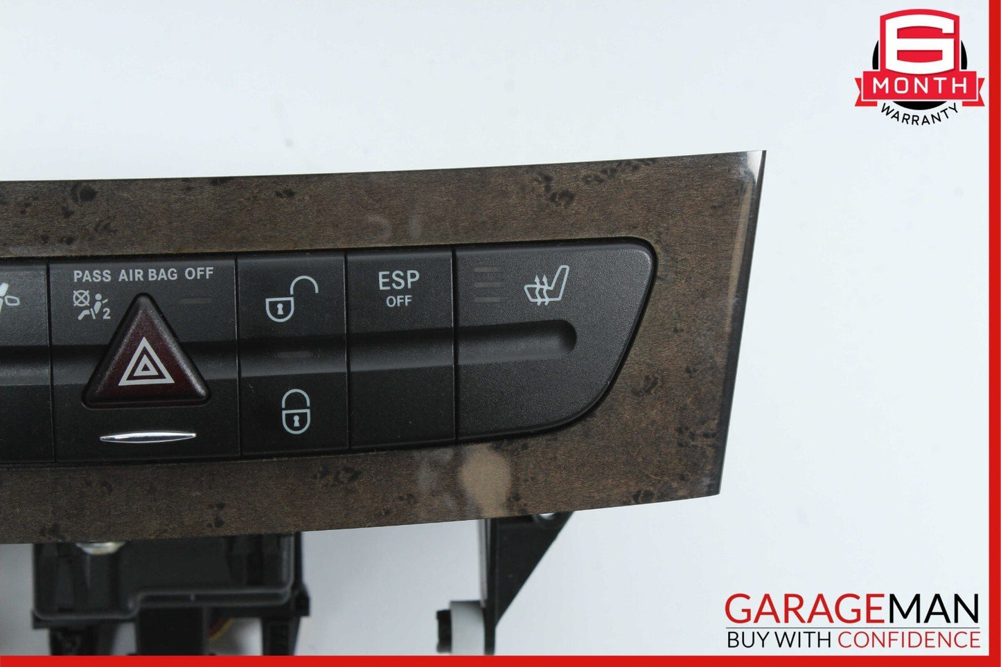 03-09 Mercedes W219 CLS500 E550 Hazard Light Door Lock Switch Panel Control Wood