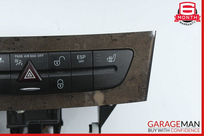 03-09 Mercedes W219 CLS500 E550 Hazard Light Door Lock Switch Panel Control Wood