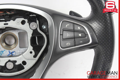 15-18 Mercedes W205 C300 GLC300 Steering Wheel Black w/ Paddle Shifters Assy OEM