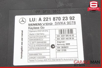 07-10 Mercedes W216 CL550 CL600 S550 S63 AMG Keyless Go Control Module Unit OEM