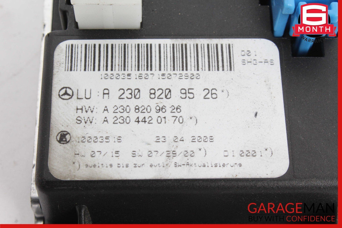 09-12 Mercedes R230 SL550 SL600 SL55 AMG Seat Airscarf Control Module Unit
