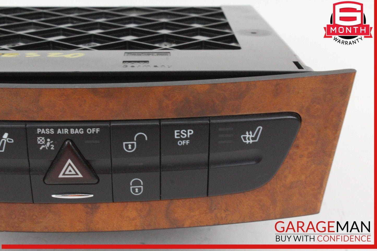 03-09 Mercedes W211 E320 Center Console Hazard Switch Control Panel Wood OEM