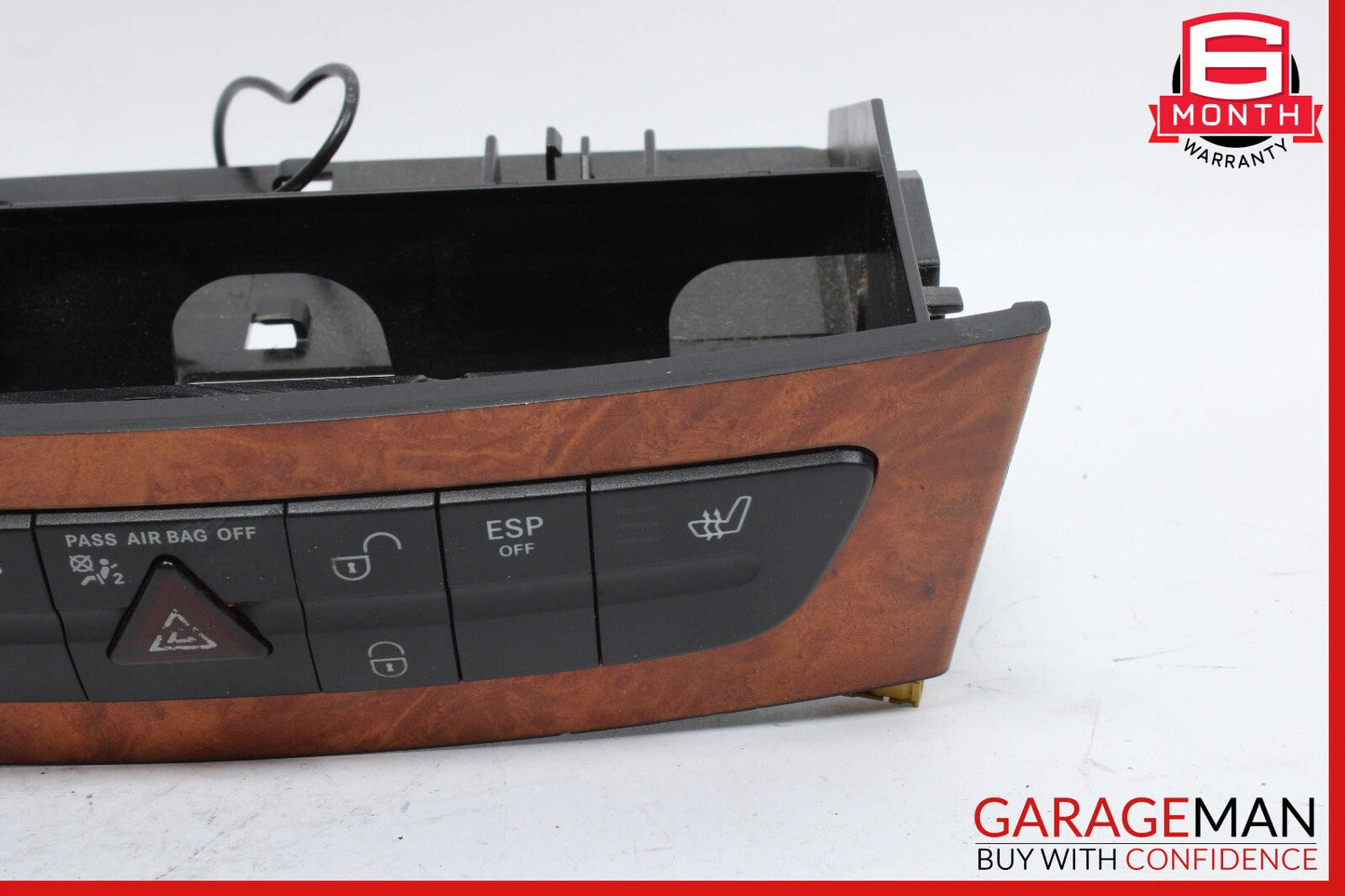 07-09 Mercedes W211 E350 E550 Hazard Control Door Lock Switch Panel Wood OEM