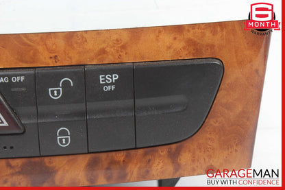 03-09 Mercedes W211 E500 Hazard Light Door Lock Control Switch Module Wood OEM