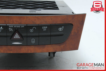 07-09 Mercedes W211 E350 E550 Hazard Light Door Lock Switch Control Panel Wood