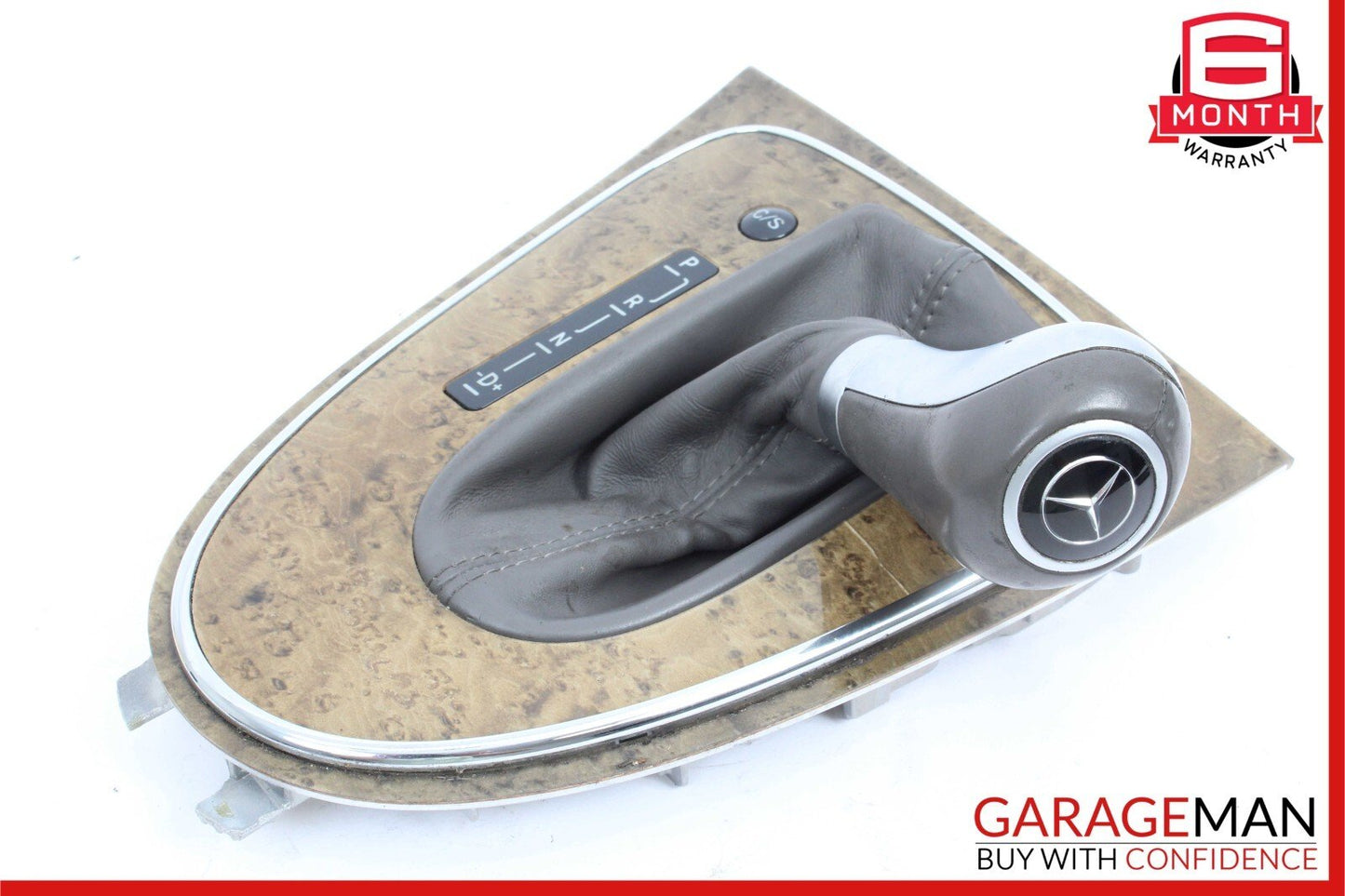 07-09 Mercedes W211 E350 E550 Shift Shifter Knob Boot Cover Bezel Trim Wood OEM