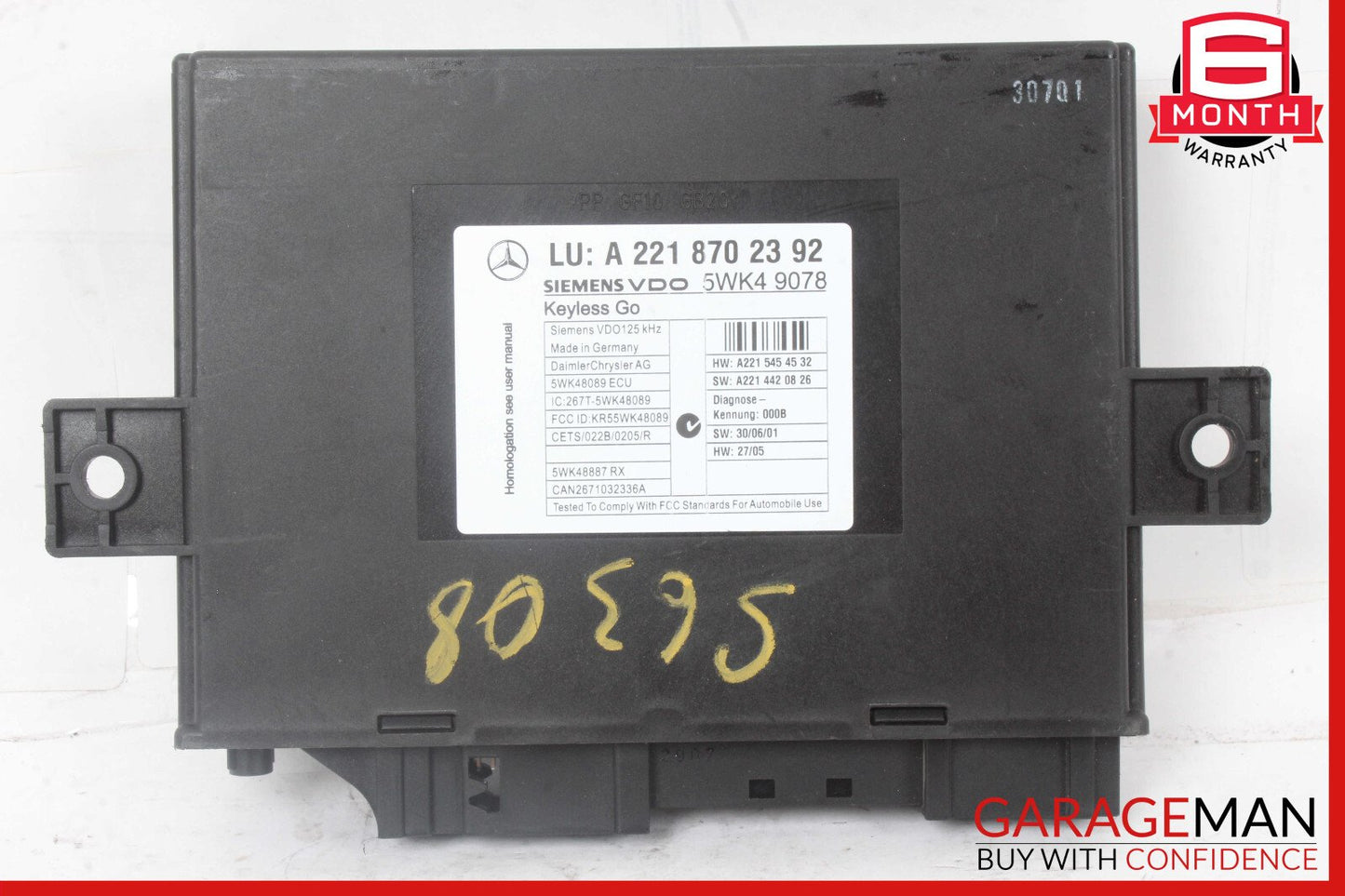 07-13 Mercedes W216 CL550 S65 AMG Keyless Go Control Module Unit 2218702392 OEM