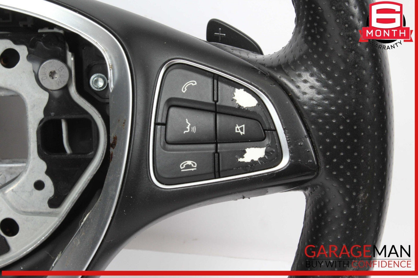 15-18 Mercedes W205 C300 GLC300 Steering Wheel Black w/ Paddle Shifters Assy OEM