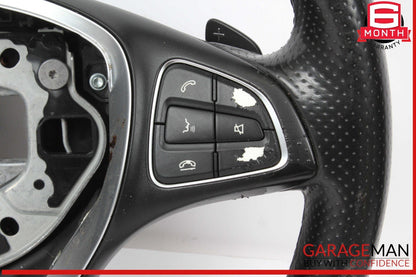 15-18 Mercedes W205 C300 GLC300 Steering Wheel Black w/ Paddle Shifters Assy OEM