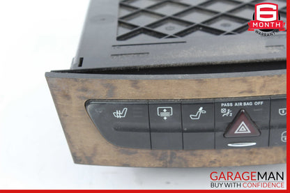 07-09 Mercedes W211 E350 E550 Hazard Light Door Lock Switch Panel Control Wood