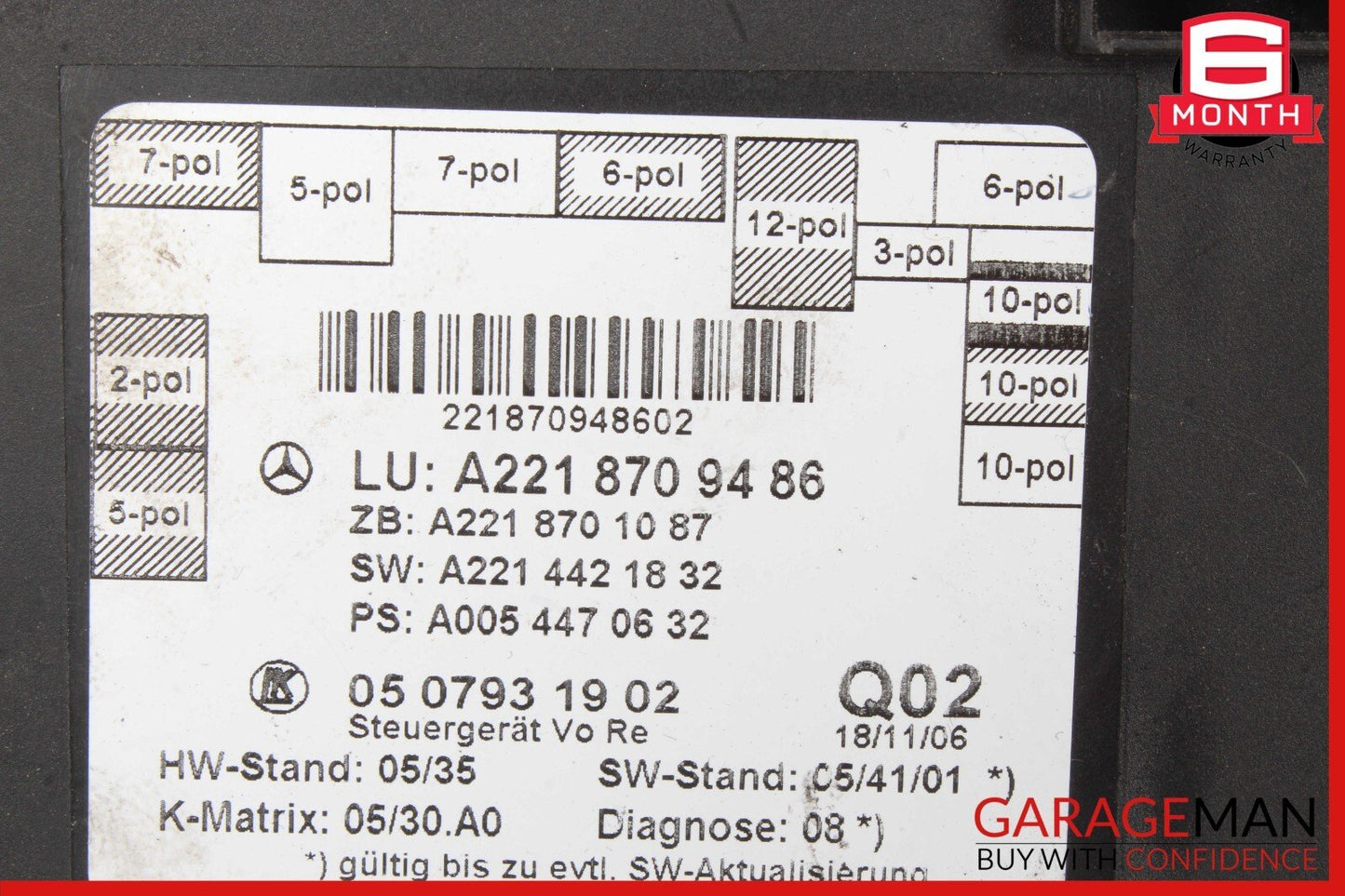 07-13 Mercedes W221 S550 S400 Rear Right or Left Side Door Control Module Unit