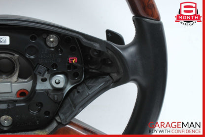 10-13 Mercedes W221 S550 S600 Steering Wheel w/ Paddle Shifters Black Wood OEM