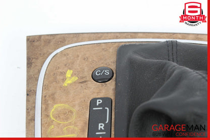 07-09 Mercedes W211 E350 E550 Shift Shifter Knob Boot Cover Bezel Trim Wood OEM