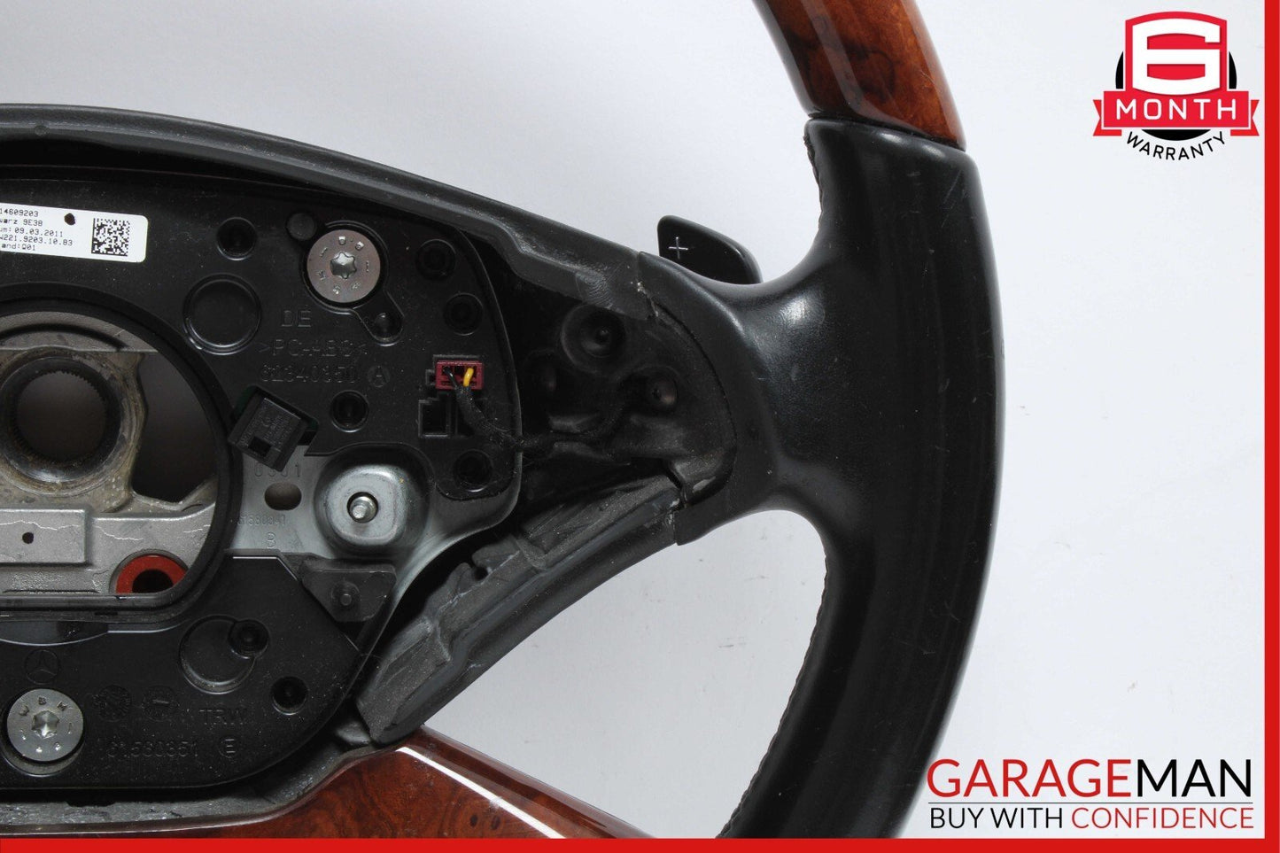 10-13 Mercedes W221 S550 S600 Steering Wheel w/ Paddle Shifters Black Wood OEM