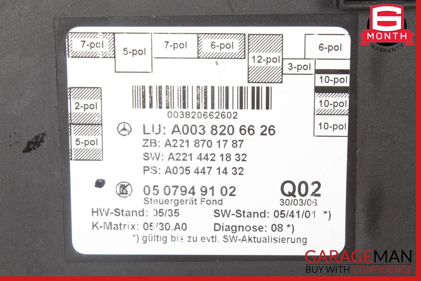 07-09 Mercedes W221 S550 S400 Rear Right or Left Side Door Control Module OEM